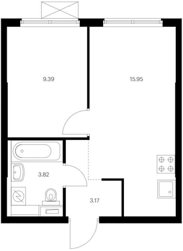 1-комнатная квартира 32.33 м², 9/12 эт., ЖК «Таллинский парк»